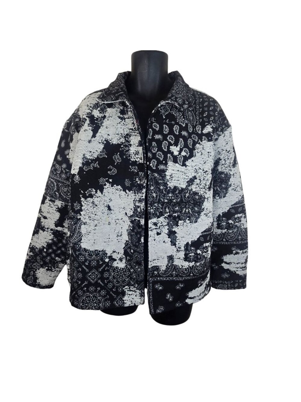 Rebel Vengeance Black White Paisley Tapestry Jacket Mens M
